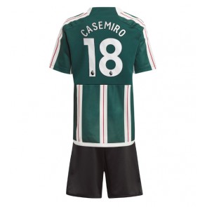 Manchester United Casemiro #18 Gostujuci Dres za Dječji 2023-24 Kratak Rukavima (+ kratke hlače)